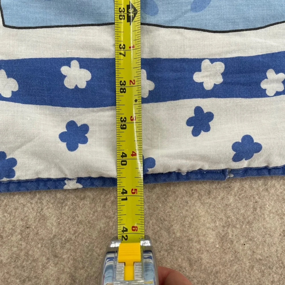 Vintage Paddington Bear Baby Quilt Blanket Blue White Floral Nursery 32x41